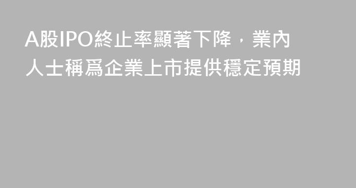A股IPO終止率顯著下降，業內人士稱爲企業上市提供穩定預期