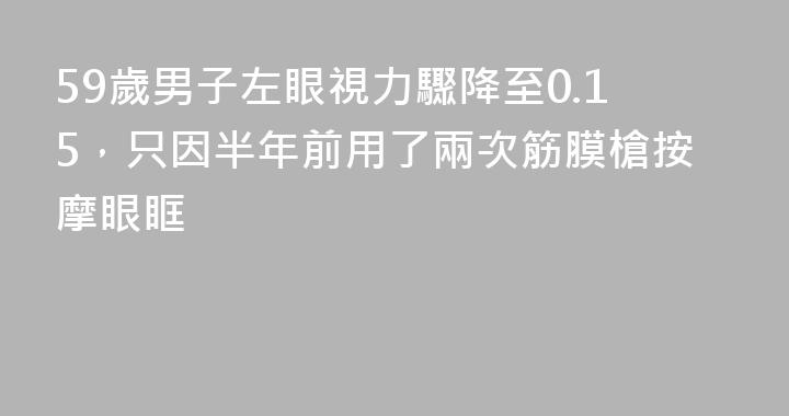 59歲男子左眼視力驟降至0.15，只因半年前用了兩次筋膜槍按摩眼眶