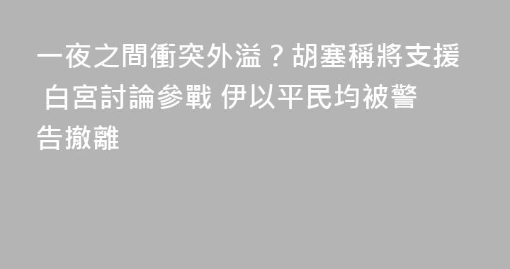 一夜之間衝突外溢？胡塞稱將支援 白宮討論參戰 伊以平民均被警告撤離