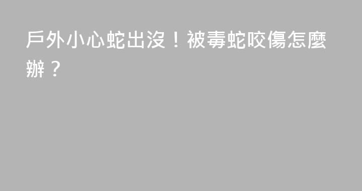 戶外小心蛇出沒！被毒蛇咬傷怎麼辦？