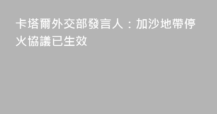 卡塔爾外交部發言人：加沙地帶停火協議已生效