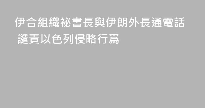 伊合組織祕書長與伊朗外長通電話 譴責以色列侵略行爲