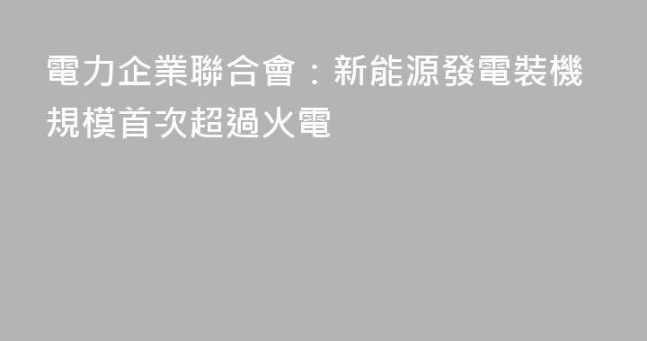 電力企業聯合會：新能源發電裝機規模首次超過火電