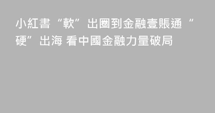 小紅書“軟”出圈到金融壹賬通“硬”出海 看中國金融力量破局