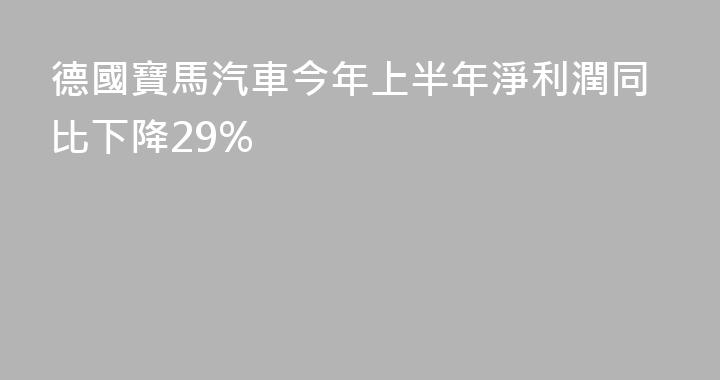德國寶馬汽車今年上半年淨利潤同比下降29%