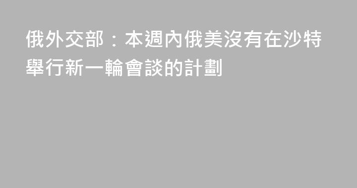 俄外交部：本週內俄美沒有在沙特舉行新一輪會談的計劃