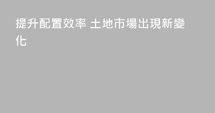 提升配置效率 土地市場出現新變化