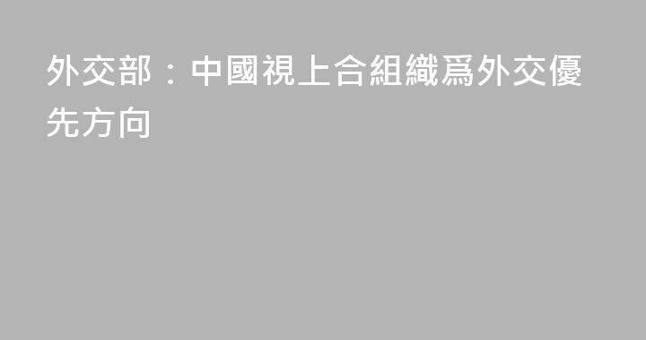 外交部：中國視上合組織爲外交優先方向