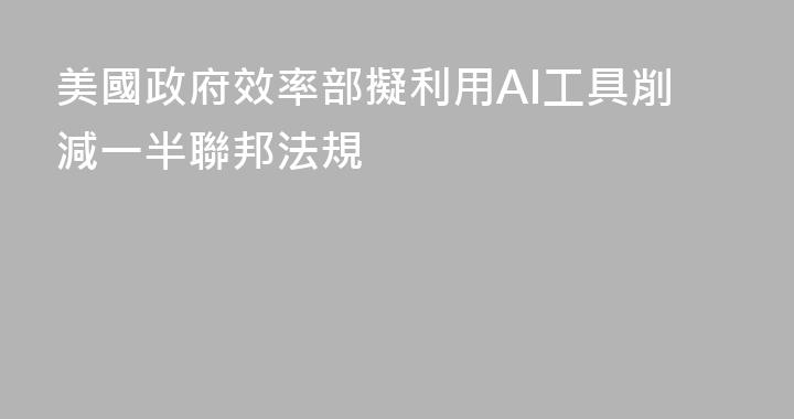 美國政府效率部擬利用AI工具削減一半聯邦法規
