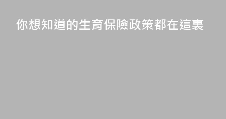 你想知道的生育保險政策都在這裏