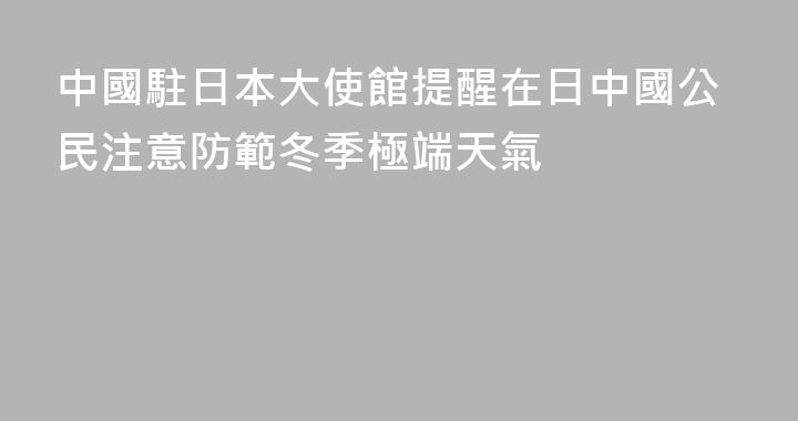 中國駐日本大使館提醒在日中國公民注意防範冬季極端天氣