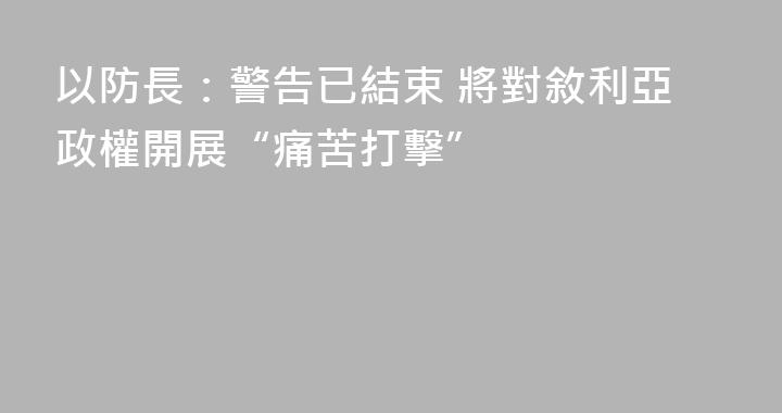 以防長：警告已結束 將對敘利亞政權開展“痛苦打擊”