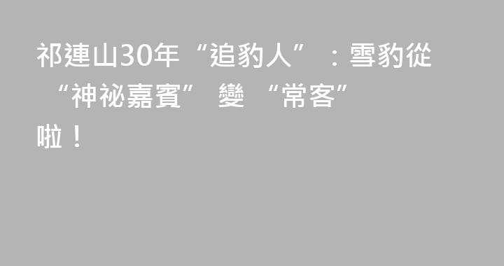 祁連山30年“追豹人”：雪豹從 “神祕嘉賓” 變 “常客” 啦！