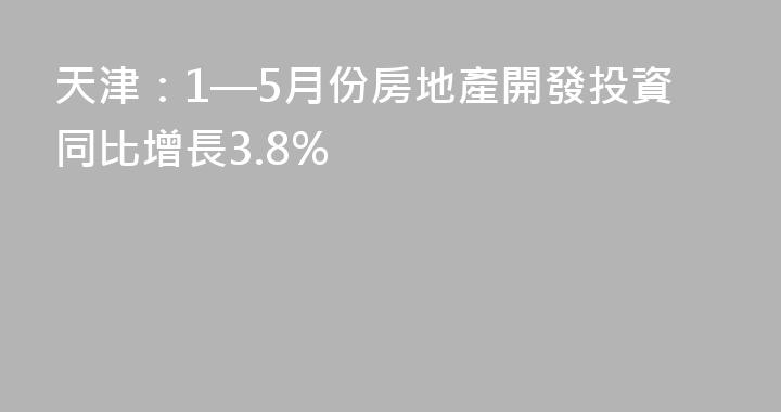 天津：1—5月份房地產開發投資同比增長3.8%