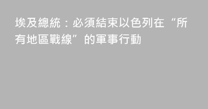 埃及總統：必須結束以色列在“所有地區戰線”的軍事行動