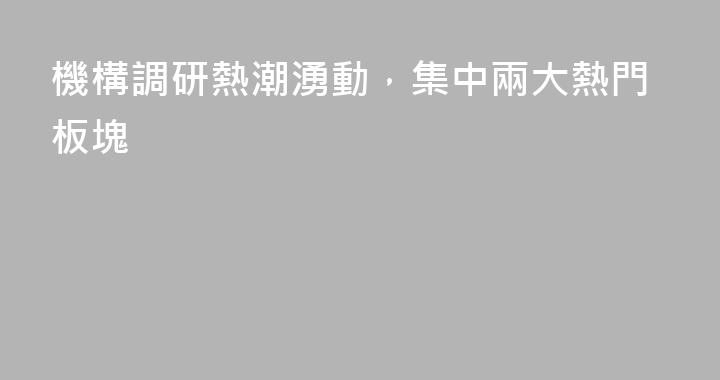 機構調研熱潮湧動，集中兩大熱門板塊