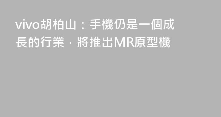 vivo胡柏山：手機仍是一個成長的行業，將推出MR原型機