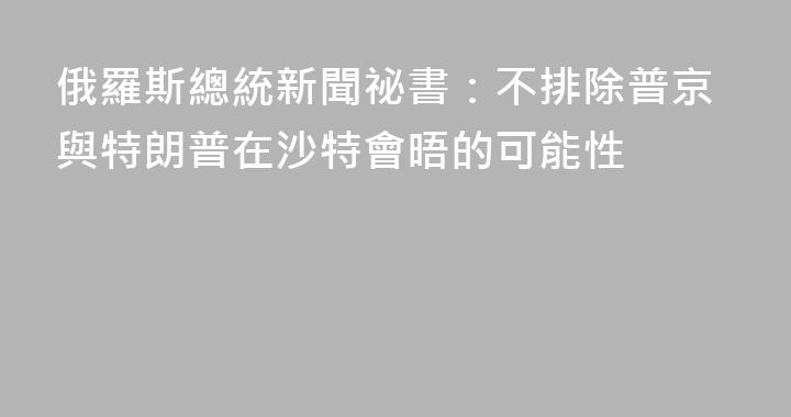 俄羅斯總統新聞祕書：不排除普京與特朗普在沙特會晤的可能性