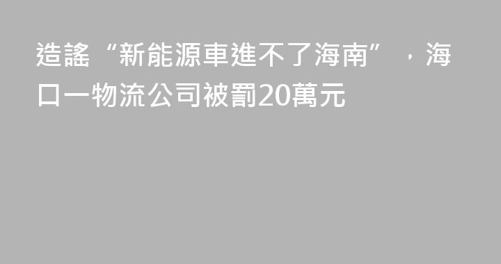 造謠“新能源車進不了海南”，海口一物流公司被罰20萬元