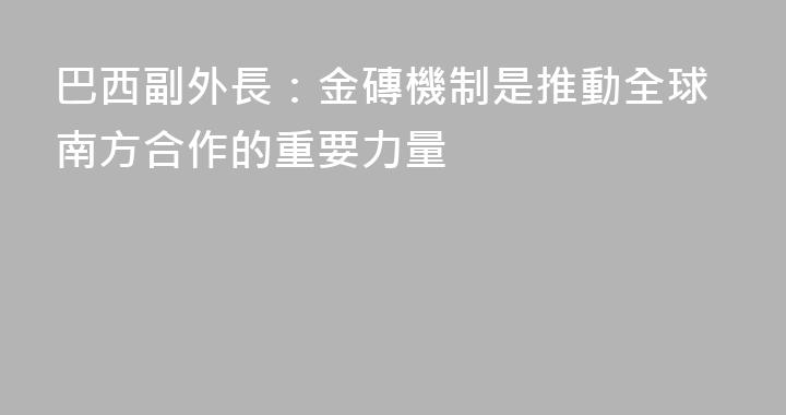 巴西副外長：金磚機制是推動全球南方合作的重要力量