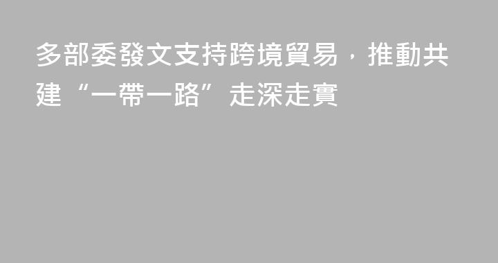 多部委發文支持跨境貿易，推動共建“一帶一路”走深走實