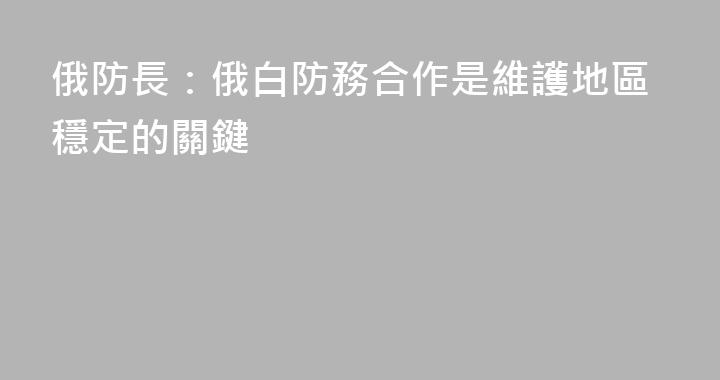 俄防長：俄白防務合作是維護地區穩定的關鍵