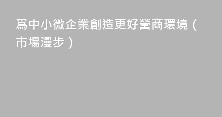 爲中小微企業創造更好營商環境（市場漫步）