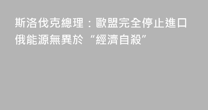 斯洛伐克總理：歐盟完全停止進口俄能源無異於“經濟自殺”