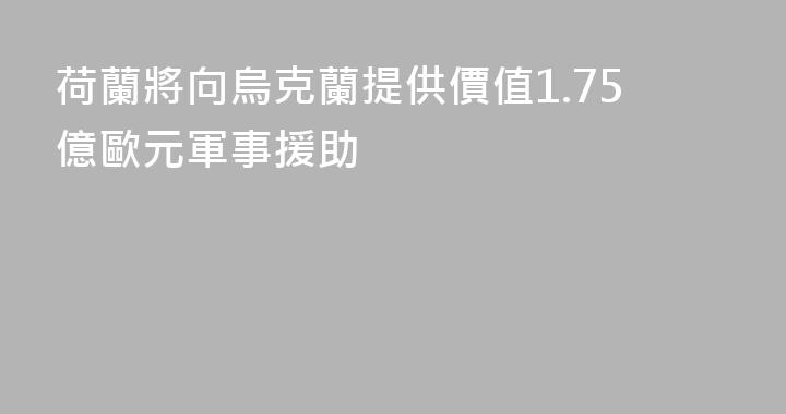 荷蘭將向烏克蘭提供價值1.75億歐元軍事援助