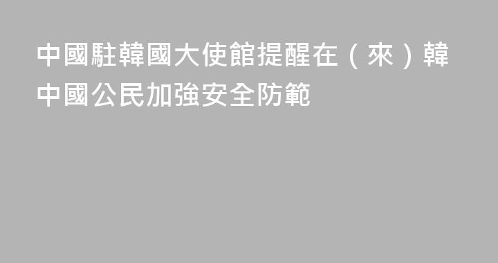 中國駐韓國大使館提醒在（來）韓中國公民加強安全防範