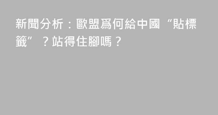 新聞分析：歐盟爲何給中國“貼標籤”？站得住腳嗎？