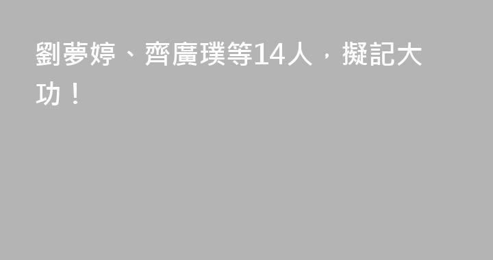 劉夢婷、齊廣璞等14人，擬記大功！
