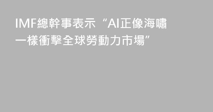 IMF總幹事表示“AI正像海嘯一樣衝擊全球勞動力市場”