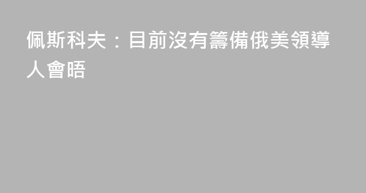 佩斯科夫：目前沒有籌備俄美領導人會晤