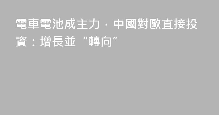 電車電池成主力，中國對歐直接投資：增長並“轉向”