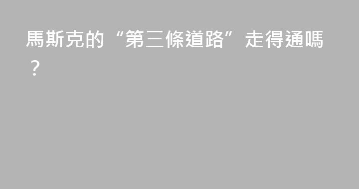 馬斯克的“第三條道路”走得通嗎？