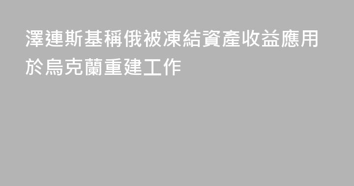 澤連斯基稱俄被凍結資產收益應用於烏克蘭重建工作