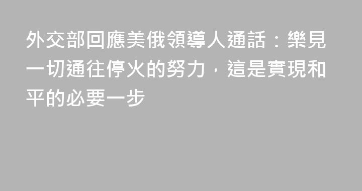 外交部回應美俄領導人通話：樂見一切通往停火的努力，這是實現和平的必要一步