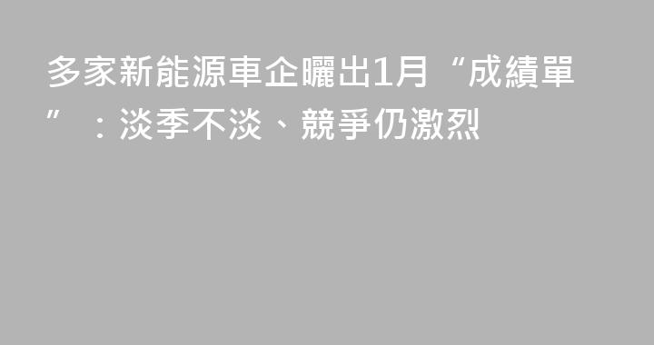 多家新能源車企曬出1月“成績單”：淡季不淡、競爭仍激烈