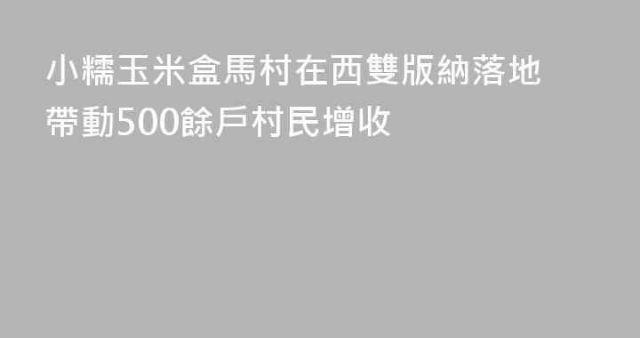 小糯玉米盒馬村在西雙版納落地 帶動500餘戶村民增收