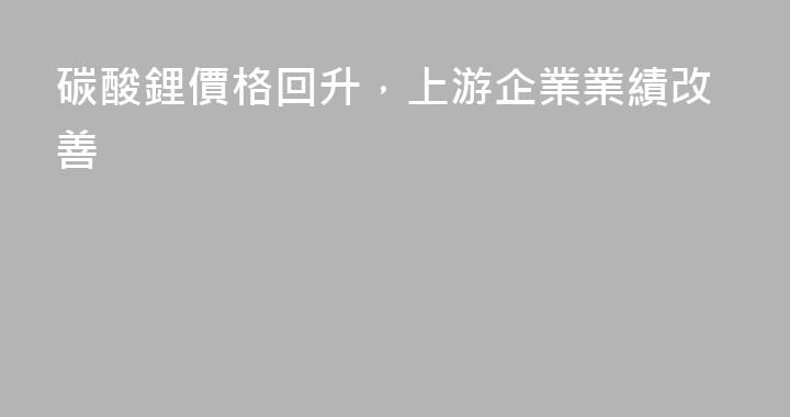 碳酸鋰價格回升，上游企業業績改善