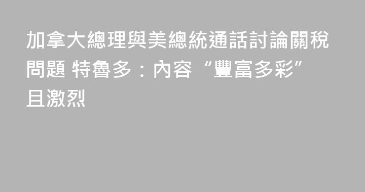 加拿大總理與美總統通話討論關稅問題 特魯多：內容“豐富多彩”且激烈