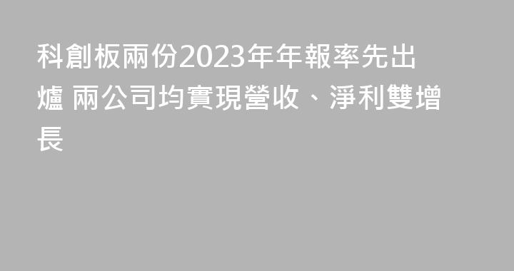 科創板兩份2023年年報率先出爐 兩公司均實現營收、淨利雙增長