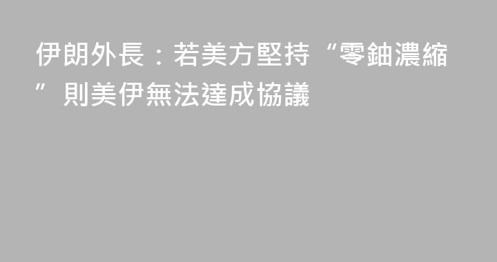 伊朗外長：若美方堅持“零鈾濃縮”則美伊無法達成協議