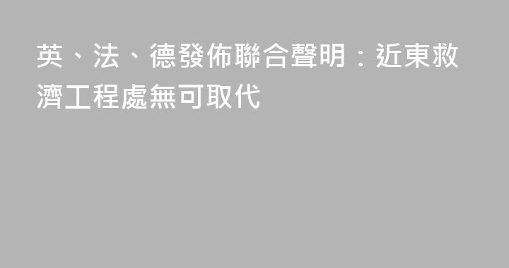 英、法、德發佈聯合聲明：近東救濟工程處無可取代