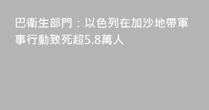 巴衛生部門：以色列在加沙地帶軍事行動致死超5.8萬人