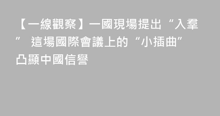 【一線觀察】一國現場提出“入羣” 這場國際會議上的“小插曲”凸顯中國信譽
