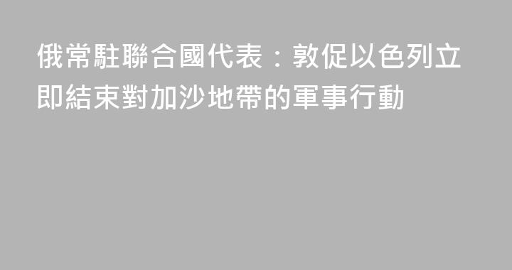 俄常駐聯合國代表：敦促以色列立即結束對加沙地帶的軍事行動