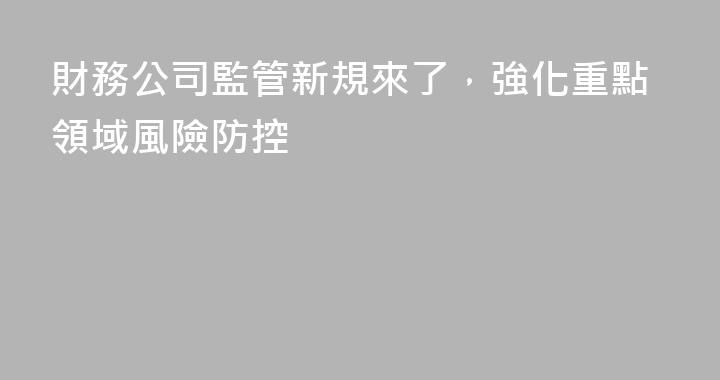 財務公司監管新規來了，強化重點領域風險防控
