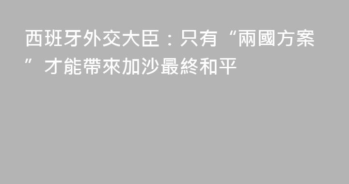 西班牙外交大臣：只有“兩國方案”才能帶來加沙最終和平